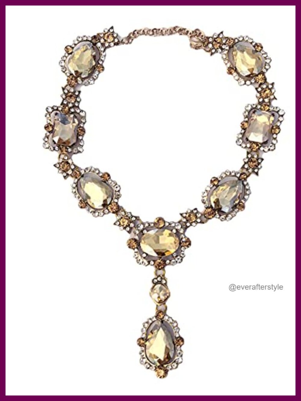 Extra Large Victorian Art Deco Rhinestone Statement Necklace Choker Collar